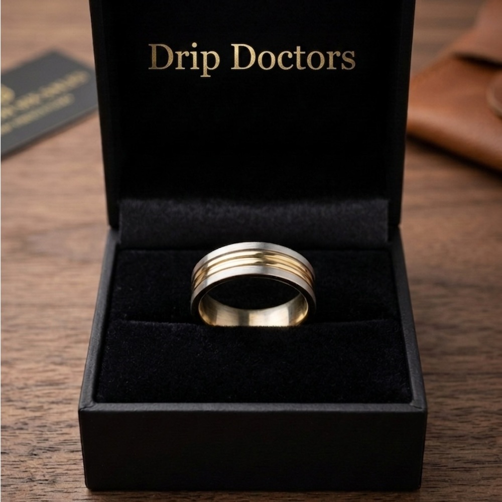 Drip Doctors Men’s Two-Tone Gold and Silver Band